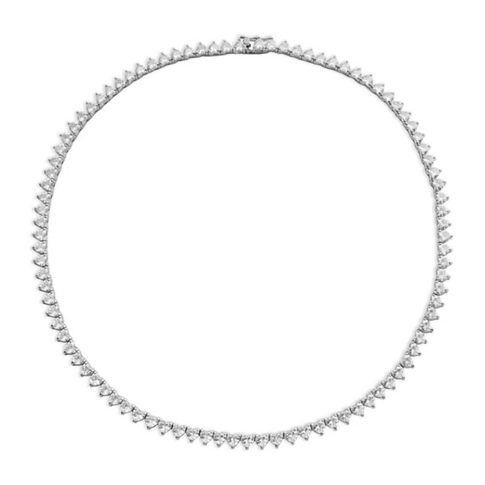 The M Jewelers Iced Out Heart Cubic Zirconia and Silver Tennis Necklace NWT